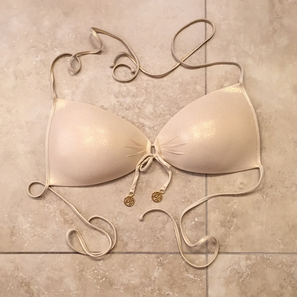 Luli fama shimmer gold swim top xl